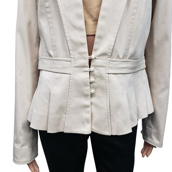 Reiss Poppy Blazer Jacket Size M/L Peplum Pleated Fitted Inverted Notch Collar - Picture 6 of 16